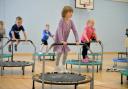 Pupils at Blaenavon Heritage VC Primary school take part in the 125 bounce appeal. www.christinsleyphotography.co.uk