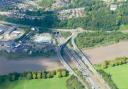 An aerial view of the M4 at the Brynglas Tunnels in Newport.