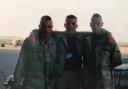 Ian Virgo with his Black Hawk Down boot camp roommate Ewan McGregor (left) and Welsh actor Ioan Gruffudd