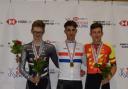 Zach Bridges, left, won silver in the individual pursuit and points race at the national youth and junior championships in Newport