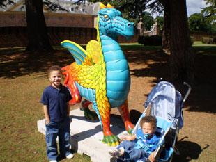 No 02 Dragon from Tredegar house with Kori Scarpato age 5 and Luca Scarpato age 19 months