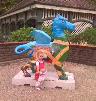 Layla with dragon at belle vue park pavillion