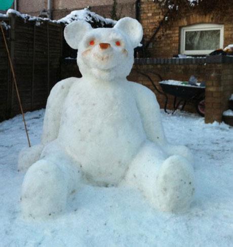Matt Jarvis of Newport made this snow bear.