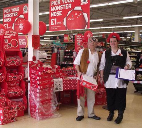Sainsburys Pontllanfraith have dressed up as Pirates today as part of their Red Nose Day fundraising