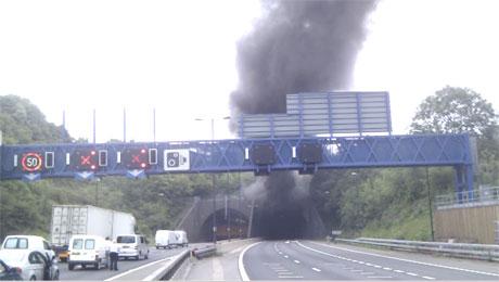 Still from video taken by Ashley Hall minutes after he had rescued the driver of the lorry.