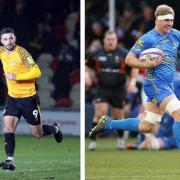 RECOGNITION: Padraig Amond, left, and Aaron Wainwright were the County and Dragons players of the year in 2019