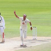 England’s Stuart Broad (centre) celebrates taking his five hundredth wicket Picture: Martin Rickett
