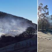 Images of what appears to be smoke seen from the GLJ recycling centre in Cwmcarn. (Pictures: Cwmcarn Residents Association)