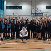 Olympian Joe Brier meets pupils at Croesyceiliog  School