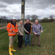 From left to right: David Fortune of Western Power Distribution, Brian Holcombe,  Mike Holcombe and Anthony Pead. (Picture: Ponthir Sports Club)