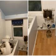 An angry landlord ripped out his tenants bathroom. Picture: SWNS