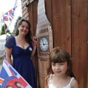 Kristyn Harris with Aimee and Big Ben at the Bryn Road, Pontllanfraith street party