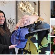 Alison Tod at her newly-opened occasion wear boutique in Abergavenny. Right, from top: Customers Dame Kristen Scott-Thomas, Emerald Fennell, Emma Thynn. Picture: Sudol Media