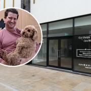 Mabboo founder Ed Cheney and (background) the firm's now-empty store in Friars Walk, Newport.