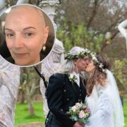 Samantha Skelton on her wedding day with husband Simon