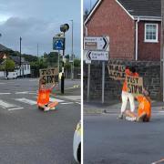 'Just Stop Oil' protest in Caerleon