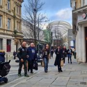 Junction between Commercial Street and Austin Friars filled with roaming shoppers