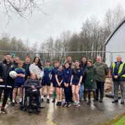 Torfaen Council leader Cllr Anthony Hunt joined staff, current and former students and sports stars at Ysgol Gymraeg Gwynllyw last week to celebrate the start of construction on the new 3G pitch