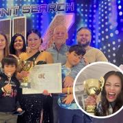 Elisa Hall with her family at Talent Search UK