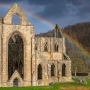 Rainbow: Over Tintern Abbey. Picture: Larry Wilkie.