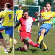 DELIGHT: Alex Bonthron celebrates with James Kinsella after striking twice for Cwmbran Celtic
