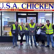Volunteers from left to right: Robert, Lauren, Tracey Jones, Graham, Sian, Vicky Smith with founder Paul Murphy fed over 100 homeless on Sunday, April 21
