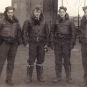 THE EVE OF THE FATAL MISSION: Sergeant Eyre is third right. The man on the far right might be fellow Welshman Weaver