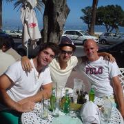 GOOD TIMES: Dean Cosker and I with Tom on a pre-season tour in Cape Town, South Africa in 2009