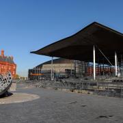 The Senedd and the old Coal exchange at Cardiff Bay.