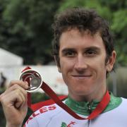 FLAG BEARER: Geraint Thomas today added road race gold to the time trial bronze he won on Thursday