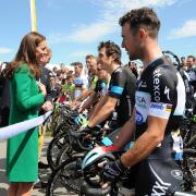 EYE FOR THE LADIES: Geraint Thomas chatted with the Duchess of Cambridge at the Tour de France in Yorkshire last month