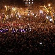 NOT AFRAID: Crowds attend a vigil following the Paris tragedy