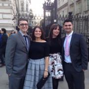 FAMILY AFFAIR: Gareth and Hannah Williams with Laura and Bradley Cummings outside Downing Street.