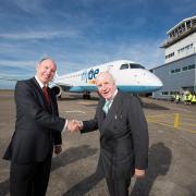 OPTIMISTIC: Saad Hammad, CEO of Flybe, and Lord Rowe-Beddoe, chairman of Cardiff Airport
