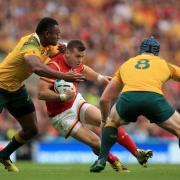 NO WAY THROUGH: Gareth Davies was frustrated by the Australian defence at Twickenham