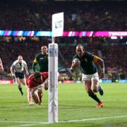 HEARTBREAK: Alex Cuthbert can't prevent South Africa's Fourie Du Preez scoring the winning try on Saturday