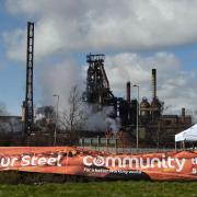 Banners outside the Tata steel plant in Port Talbot as the steel giant confirmed plans to sell its UK assets, threatening thousands of job cuts. PRESS ASSOCIATION Photo.