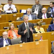 GLOATING: Nigel Farage's performance in the European Parliament this week