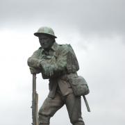 MOVING: The Tommy resting on his rifle on the Abergavenny war memorial