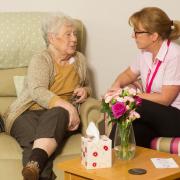 Day Hospice Nurse manager Helen Fessey chats to Jennie Littlejohns