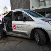 DRIVER: Clive Morgan with his van at St David’s Hospice Care