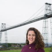 South Wales Argus reporter Estel Farell-Roig is abseiling from the Newport Transporter Bridge in aid of the 125 Appeal for St David's Hospice Care. Picture: Mark Lewis