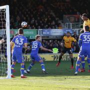 07.01.18 - Newport County v Leeds United, Emirates FA Cup Round 3 - Shawn McCoulsky of Newport County heads to score County's second goal.