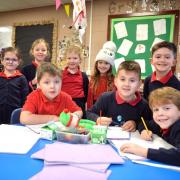 Year 2 literacy lesson at Ysgol Bryn Onnen who are school of the week . 
www.christinsleyphotography.co.uk