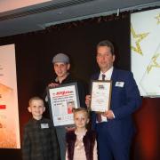 Ian Lloyd receives the Local Hero award at last year's Pride of Gwent Awards ceremony