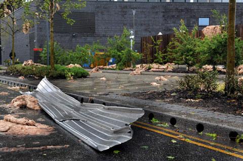Wind damage to Newport city campus - pics by Becky Matthews