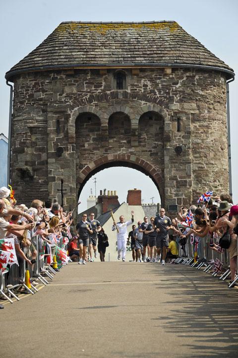 THE torch comes through Monmouth Bridge this morning