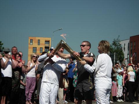 Olympic Torch relay on Newport riverfront from Thomas Baulch
