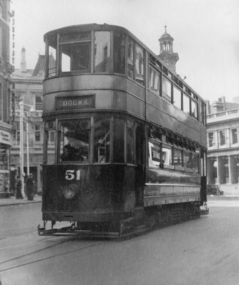 TOWN TRANSPORT: A tram bound for the docks on a Newport street