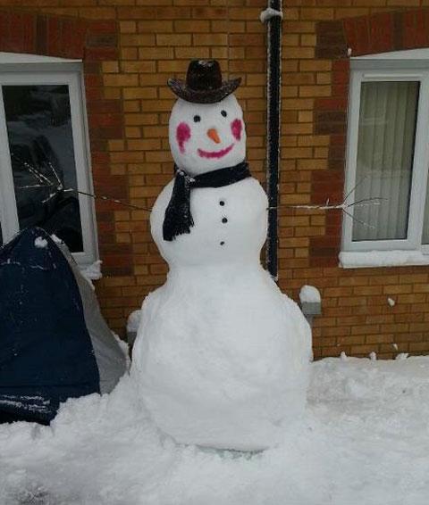 Jan and Steve Welch of Blackwood made this fantastic snowman this morning 